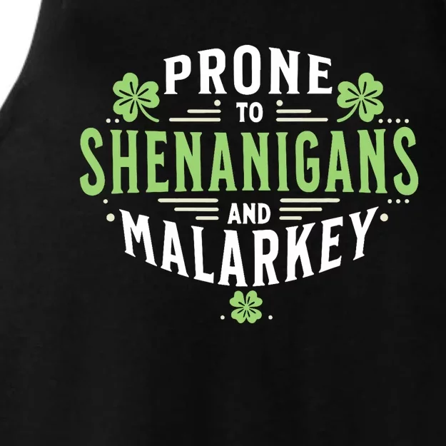 Prone To Shenanigans & Malarkey Fun Clovers St PatrickS Day Ladies Tri-Blend Wicking Tank