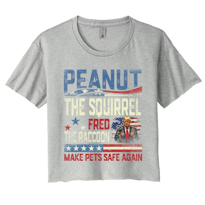 Peanut The Squirrel & Fred The Raccoon Make Pets Safe Again Women's Crop Top Tee