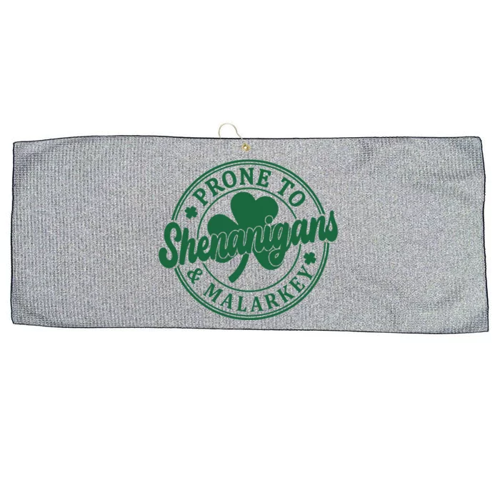 Prone To Shenanigans Malarkey St Patricks Day Large Microfiber Waffle Golf Towel