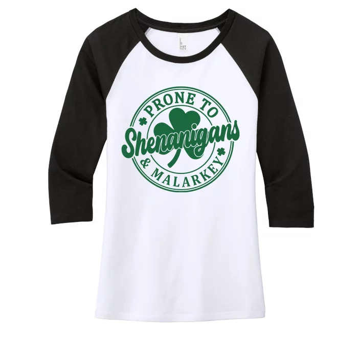 Prone To Shenanigans Malarkey St Patricks Day Women's Tri-Blend 3/4-Sleeve Raglan Shirt