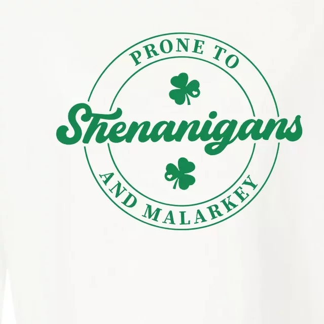 Prone To Shenanigans And Malarkey St.PatricS Day Cropped Pullover Crew