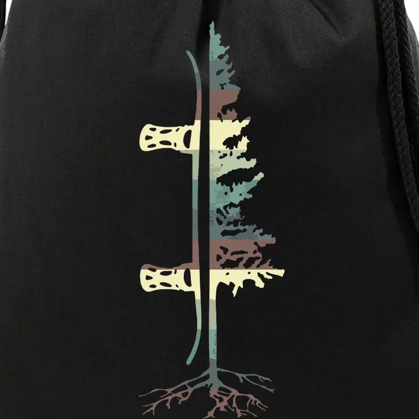 Pine Tree Snowboard Snowboarding Gift Drawstring Bag