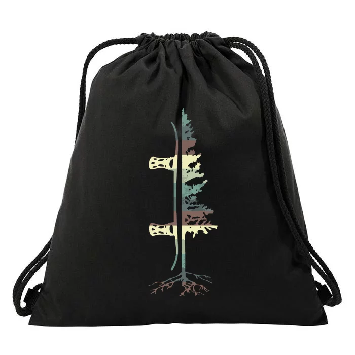 Pine Tree Snowboard Snowboarding Gift Drawstring Bag