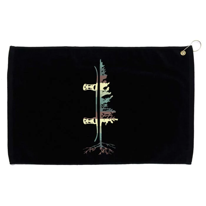 Pine Tree Snowboard Snowboarding Gift Grommeted Golf Towel