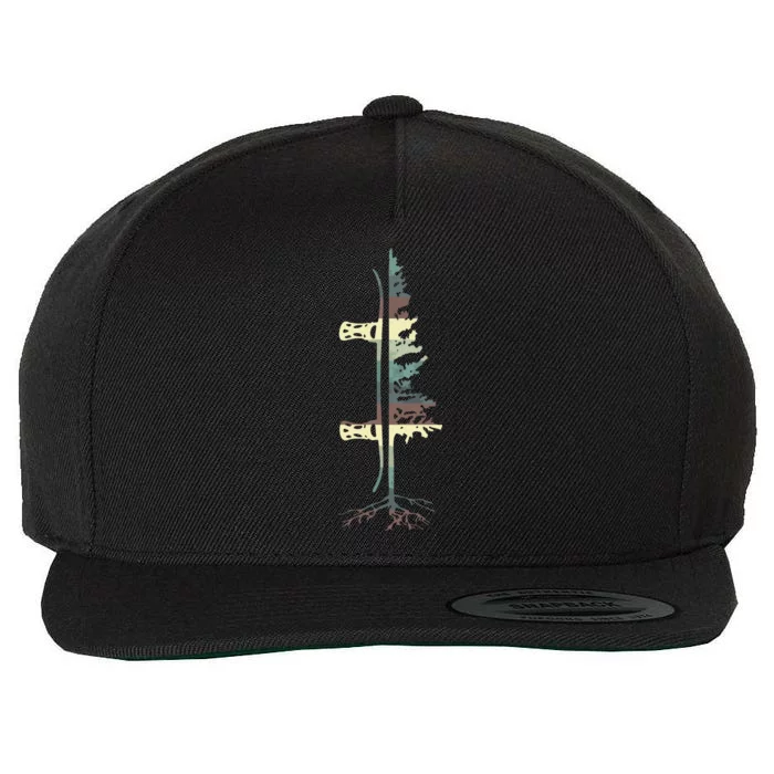 Pine Tree Snowboard Snowboarding Gift Wool Snapback Cap