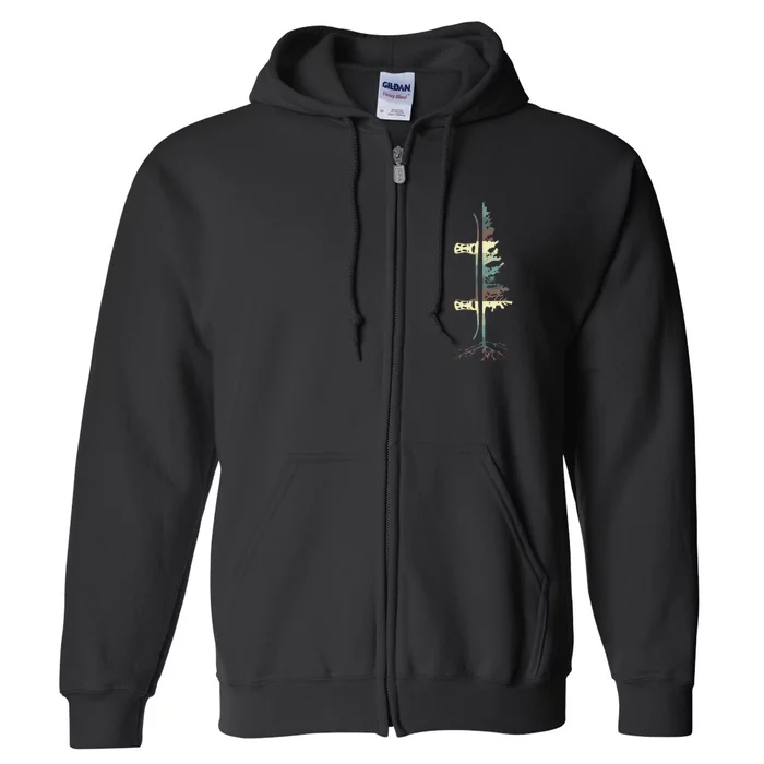 Pine Tree Snowboard Snowboarding Gift Full Zip Hoodie