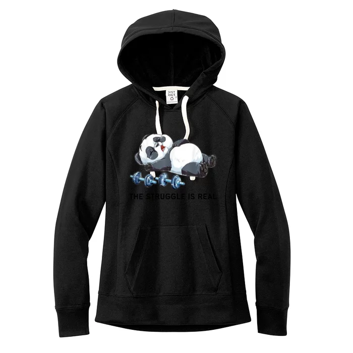 Panda The Struggle Is Real Weightlifting Fitness Gym Funny Women's Fleece Hoodie