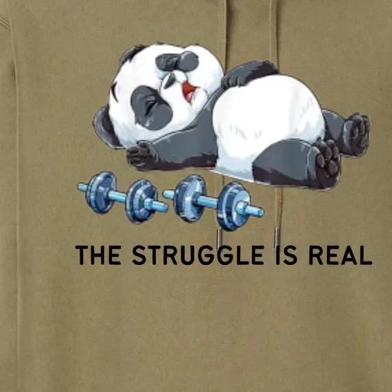 Panda The Struggle Is Real Weightlifting Fitness Gym Funny Premium Hoodie