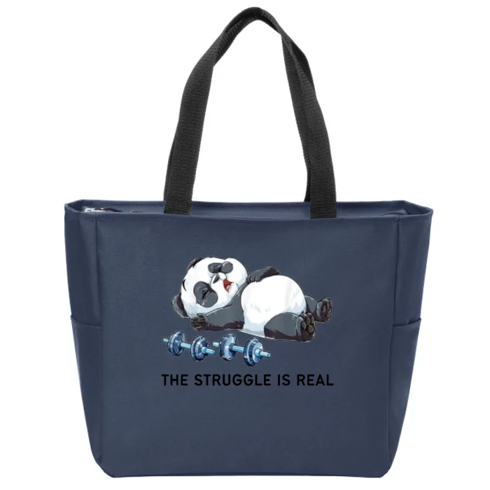 Panda The Struggle Is Real Weightlifting Fitness Gym Funny Zip Tote Bag