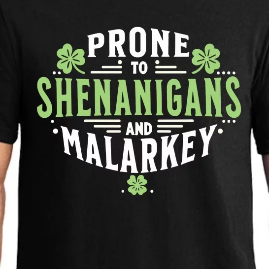 Prone To Shenanigans & Malarkey Fun Clovers St PatrickS Day Pajama Set