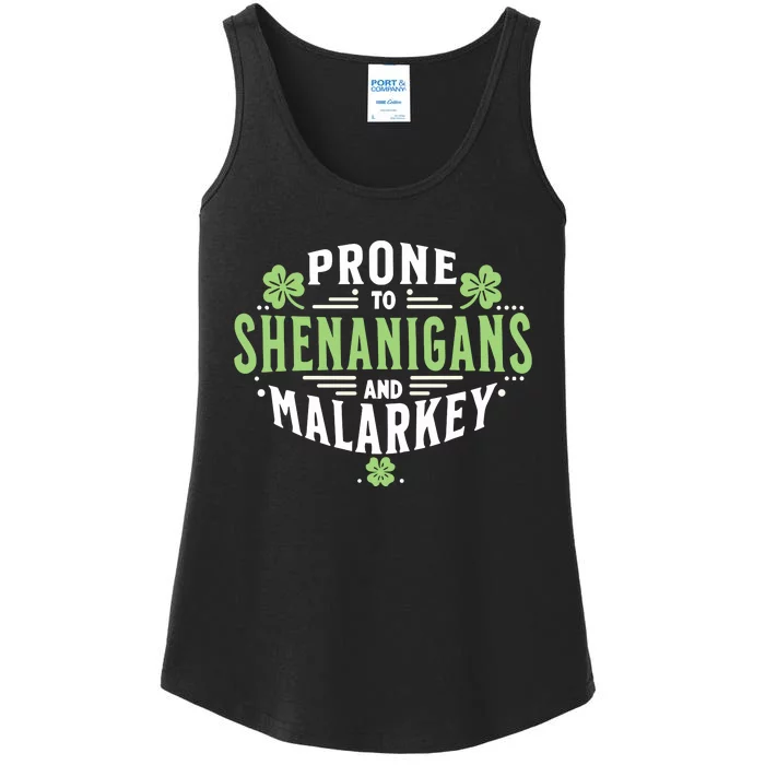 Prone To Shenanigans & Malarkey Fun Clovers St PatrickS Day Ladies Essential Tank