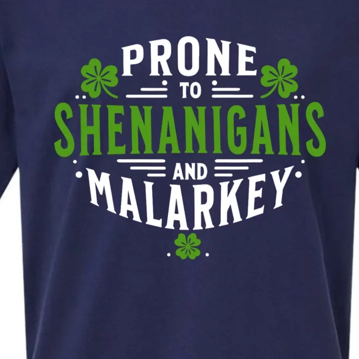 Prone To Shenanigans And Malarkey St Patricks Day Sueded Cloud Jersey T-Shirt