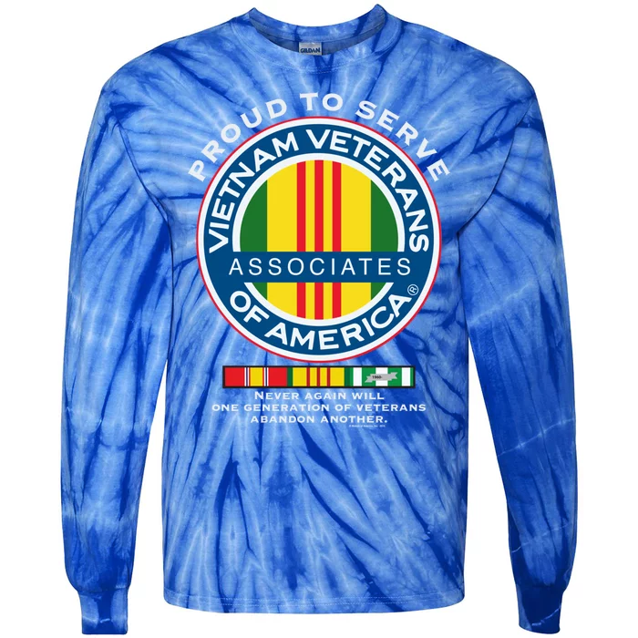 Proud To Serve Vietnam Veterans Associates Of America Meaningful Gift Tie-Dye Long Sleeve Shirt