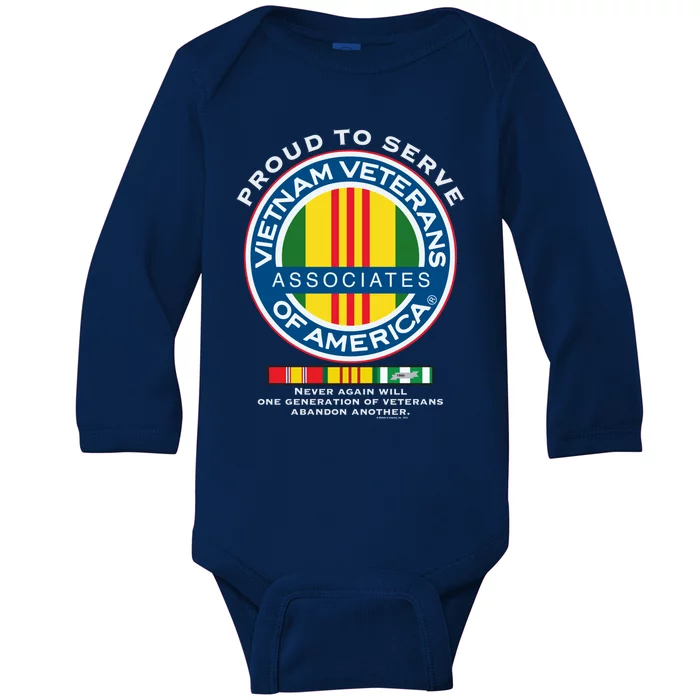 Proud To Serve Vietnam Veterans Associates Of America Meaningful Gift Baby Long Sleeve Bodysuit