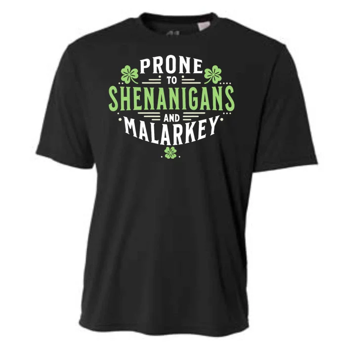 Prone To Shenanigans & Malarkey Fun Clovers St PatrickS Day Cooling Performance Crew T-Shirt