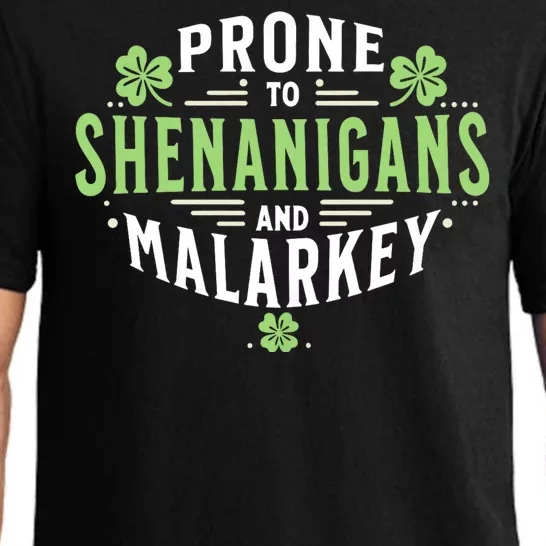 Prone To Shenanigans & Malarkey Fun Clovers St PatrickS Day Pajama Set