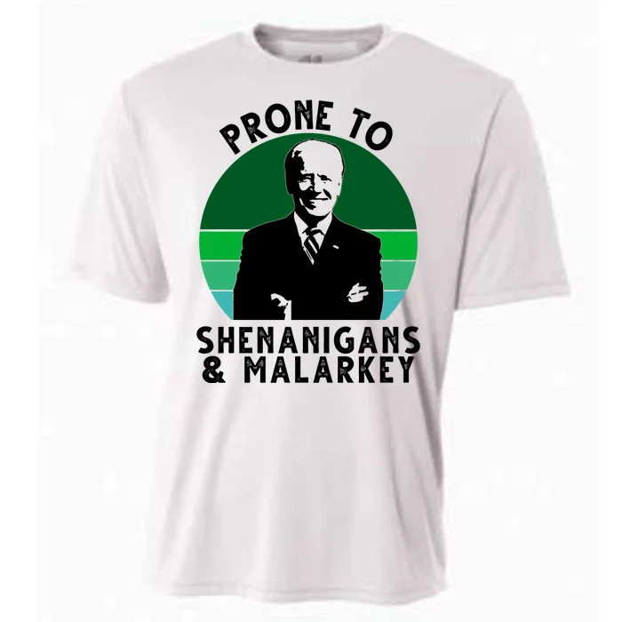 Prone To Shenanigans And Malarkey Funny Joe Biden Cooling Performance Crew T-Shirt