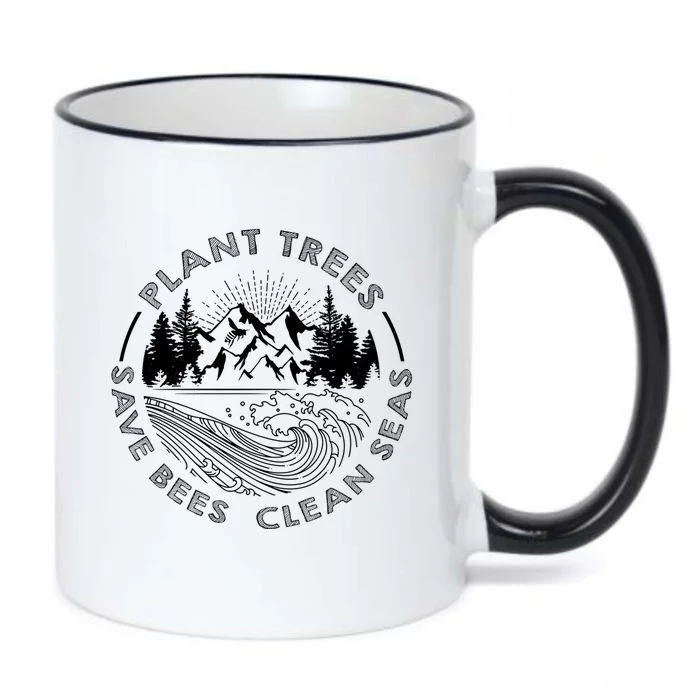 Plant Trees Save Bees Clean Seas Environt Gift Black Color Changing Mug