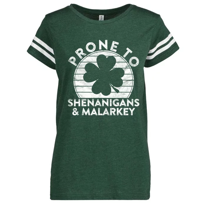 Prone To Shenanigans And Malarkey, St Patricks Day Enza Ladies Jersey Football T-Shirt