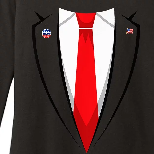 President Trump Suit Halloween Lazy Costume Flag Womens CVC Long Sleeve Shirt