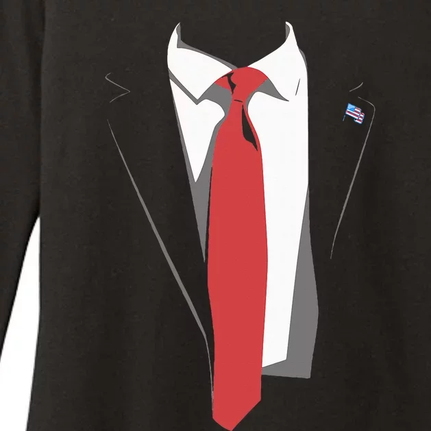 President Trump Suit Illustration Tie Lovers Womens CVC Long Sleeve Shirt