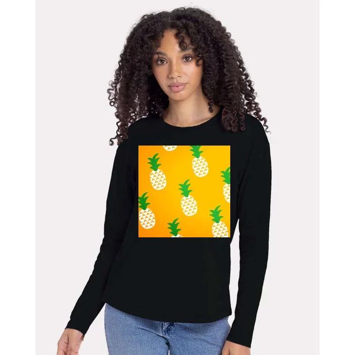 Pineapple Tropical Summer Womens Cotton Relaxed Long Sleeve T-Shirt