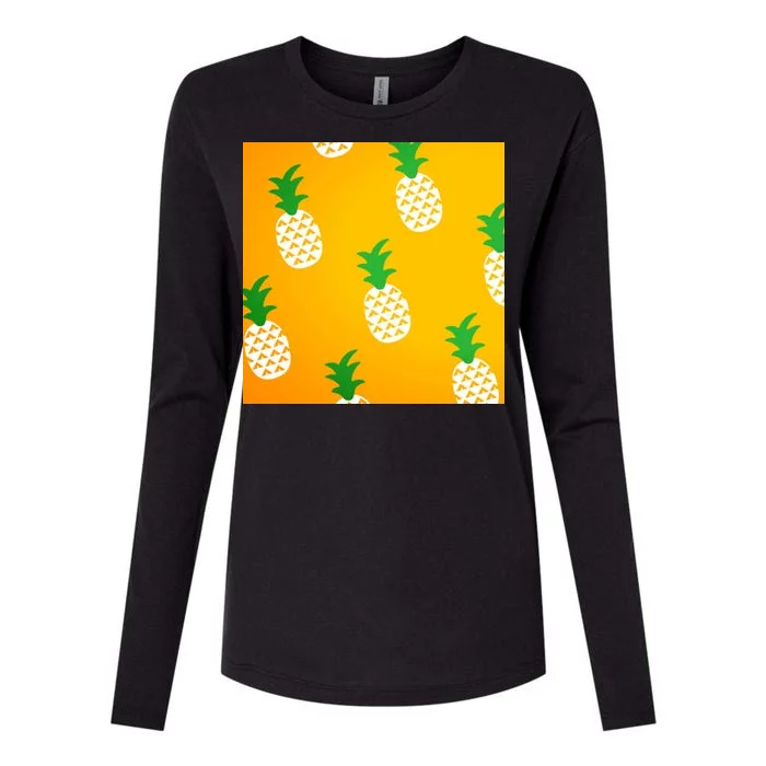 Pineapple Tropical Summer Womens Cotton Relaxed Long Sleeve T-Shirt