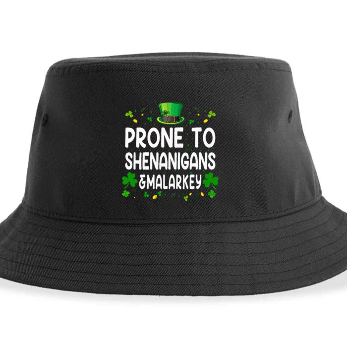 Prone To Shenanigans And Malarkey Funny St Patricks Day 2024 Sustainable Bucket Hat