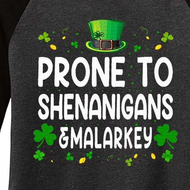 Prone To Shenanigans And Malarkey Funny St Patricks Day 2024 Women's Tri-Blend 3/4-Sleeve Raglan Shirt