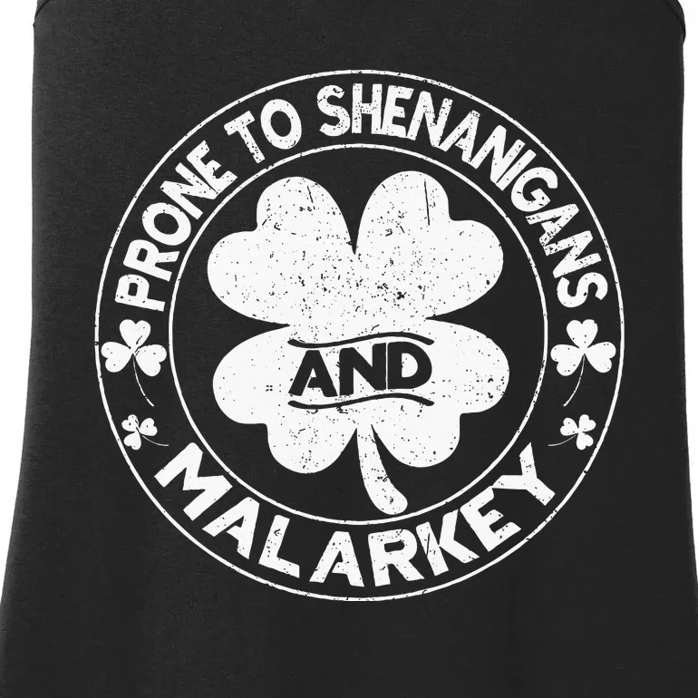 Prone To Shenanigans And Malarkey Shamrock St Patrick's Day Ladies Essential Tank