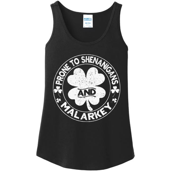 Prone To Shenanigans And Malarkey Shamrock St Patrick's Day Ladies Essential Tank