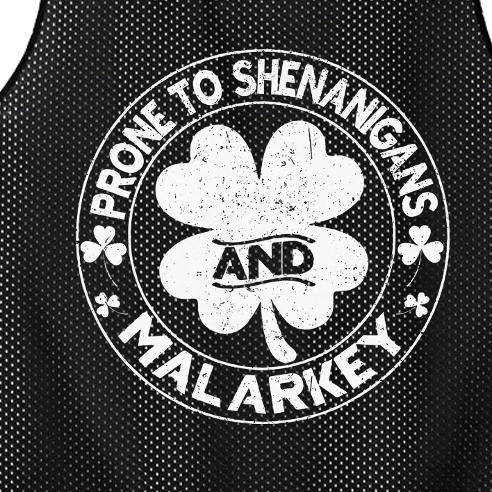 Prone To Shenanigans And Malarkey Shamrock St Patrick's Day Mesh Reversible Basketball Jersey Tank