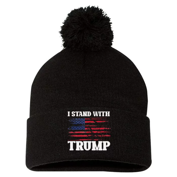 Pro Trump Supporter Trump I Stand With Trump Pom Pom 12in Knit Beanie