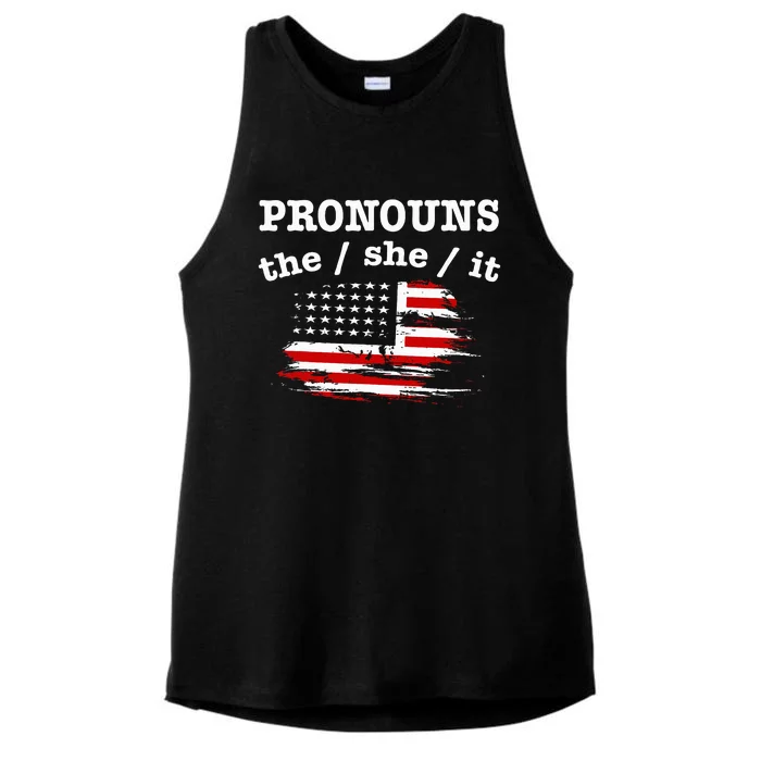 Pronouns The She It Ladies Tri-Blend Wicking Tank