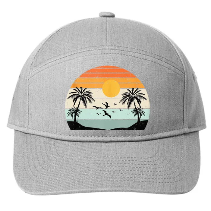 Palm Trees Summer Vacation Beach Sunshine Summer Retro Gifts 7-Panel Snapback Hat