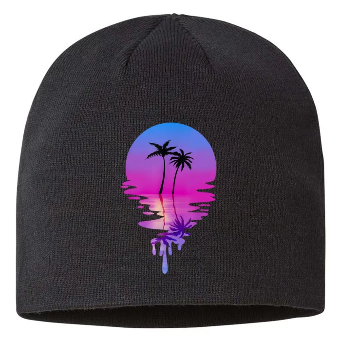 Palm Trees Summer Vacation Beach Retro Palm Trees 8 1/2in Sustainable Knit Beanie