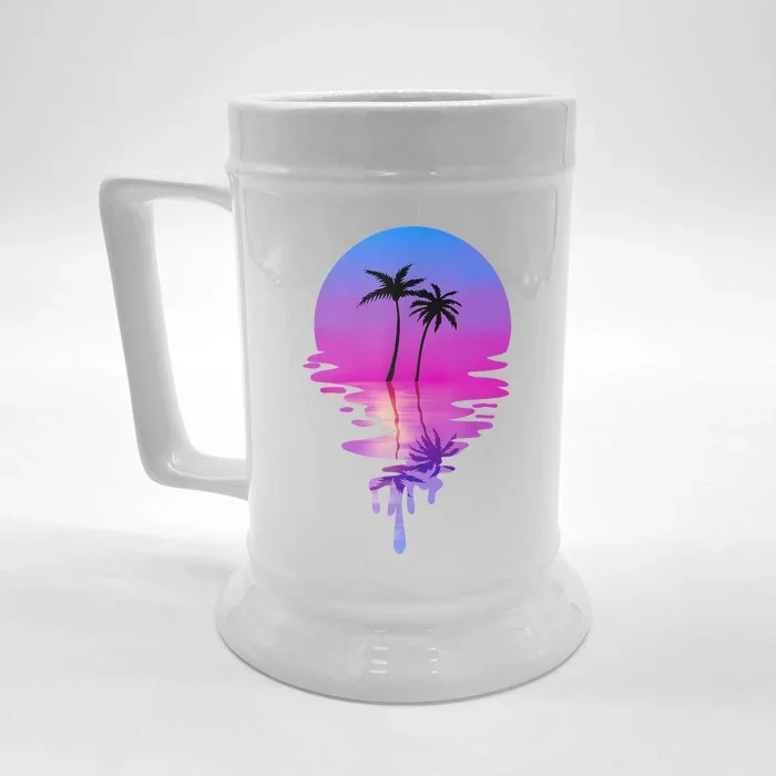 Palm Trees Summer Vacation Beach Retro Palm Trees Front & Back Beer Stein