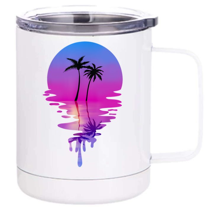 Palm Trees Summer Vacation Beach Retro Palm Trees Front & Back 12oz Stainless Steel Tumbler Cup