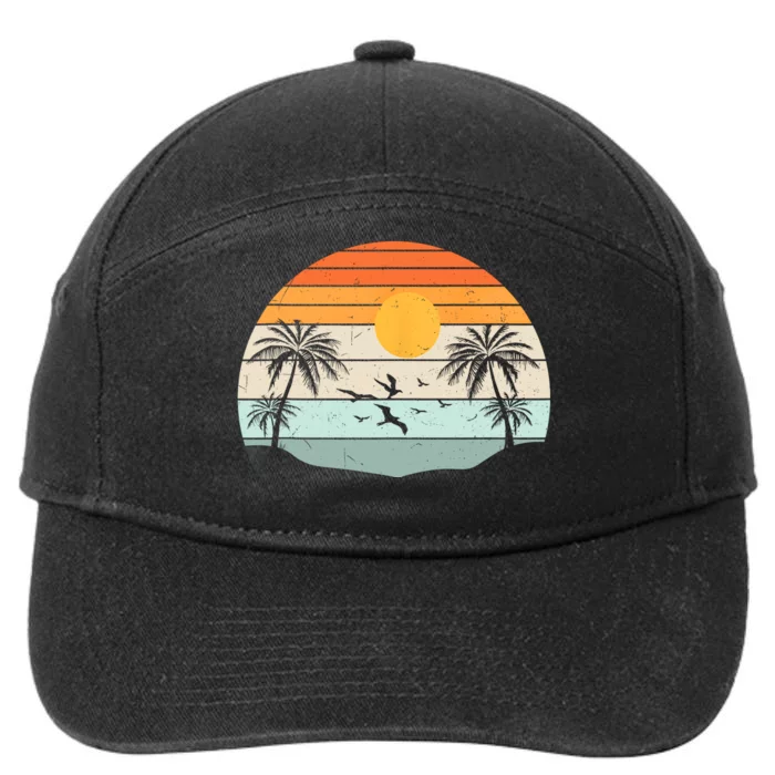 Palm Trees Summer Vacation Beach Sunshine Summer Retro Gifts 7-Panel Snapback Hat