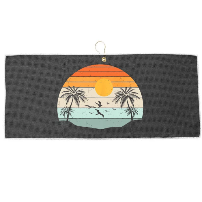 Palm Trees Summer Vacation Beach Sunshine Summer Retro Gifts Large Microfiber Waffle Golf Towel