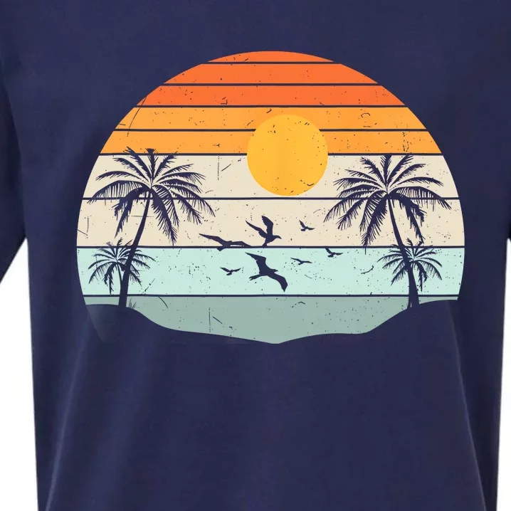 Palm Trees Summer Vacation Beach Sunshine Summer Retro Gifts Sueded Cloud Jersey T-Shirt