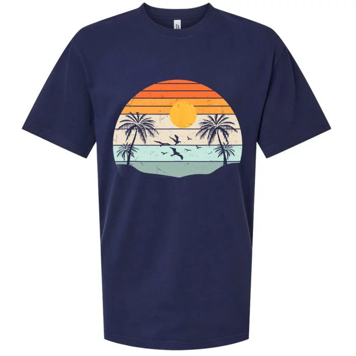 Palm Trees Summer Vacation Beach Sunshine Summer Retro Gifts Sueded Cloud Jersey T-Shirt