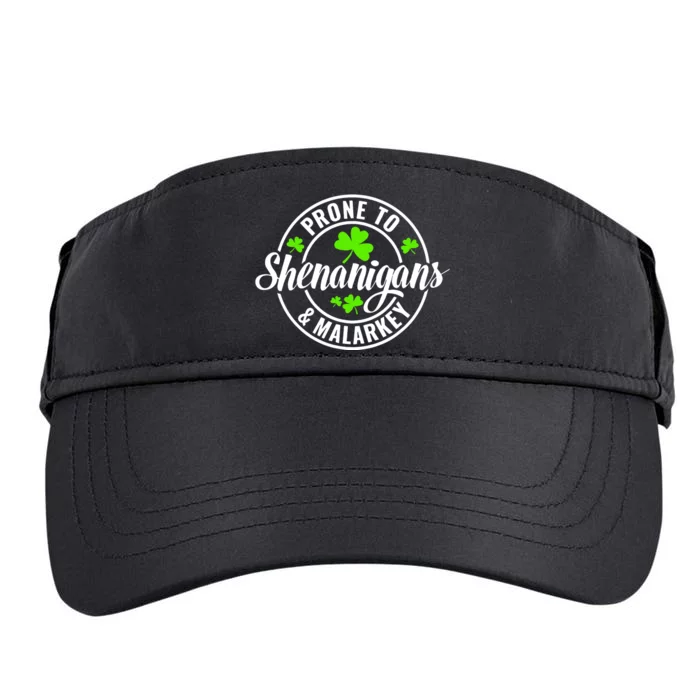 Prone To Shenanigans And Malarkey St Patricks Day Adult Drive Performance Visor