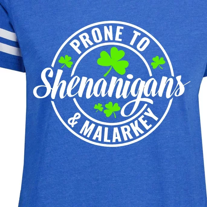 Prone To Shenanigans And Malarkey St Patricks Day Enza Ladies Jersey Football T-Shirt