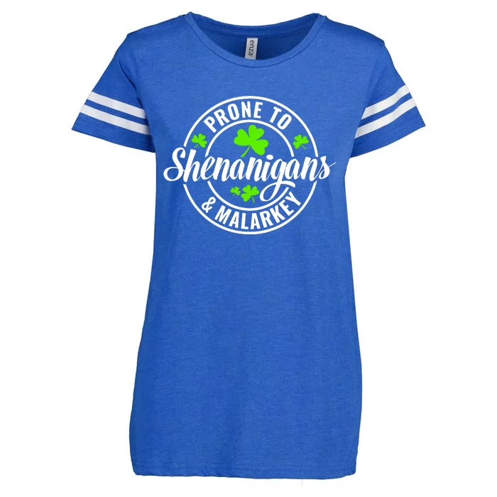 Prone To Shenanigans And Malarkey St Patricks Day Enza Ladies Jersey Football T-Shirt