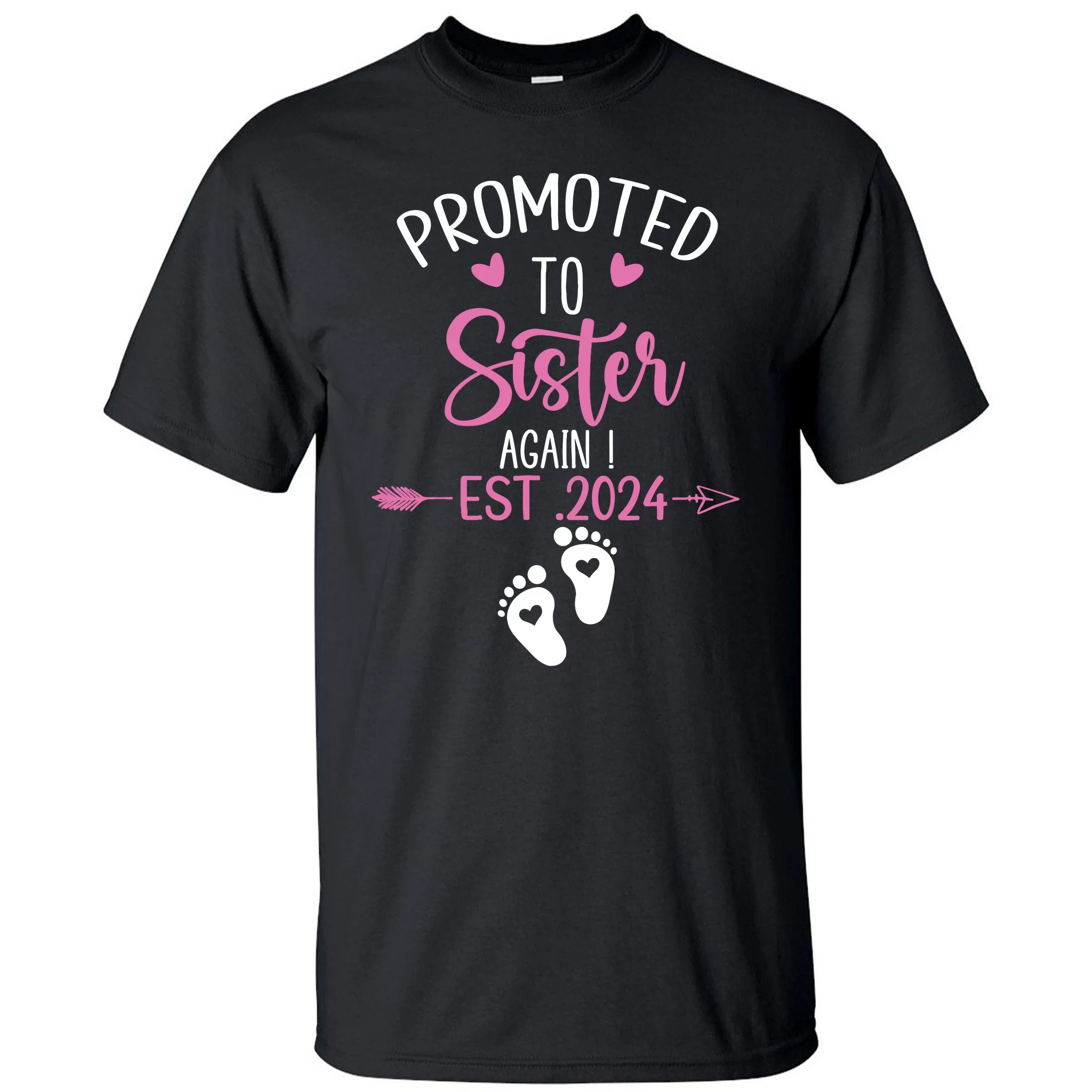 Promoted To Sister 2024 Again Big Sister Est 2024 Matching Tall T Shirt   Pts7651707 Promoted To Sister 2024 Again Big Sister Est 2024 Matching  Black Att Garment.webp