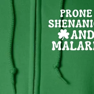 Prone To Shenanigans And Malarkey St Patricks Day Full Zip Hoodie