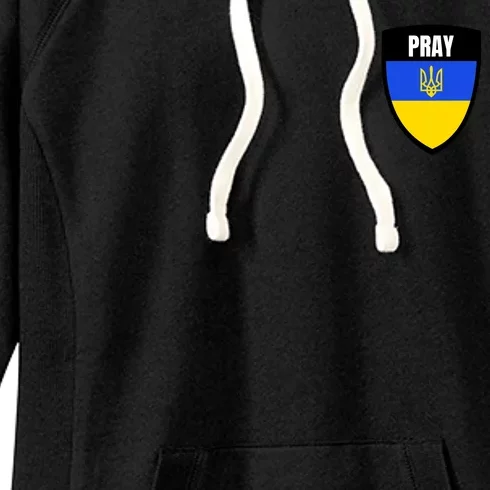 Pray Tactical Support Ukrainian Flag Shield I Stand With Ukraine Military Women's Fleece Hoodie