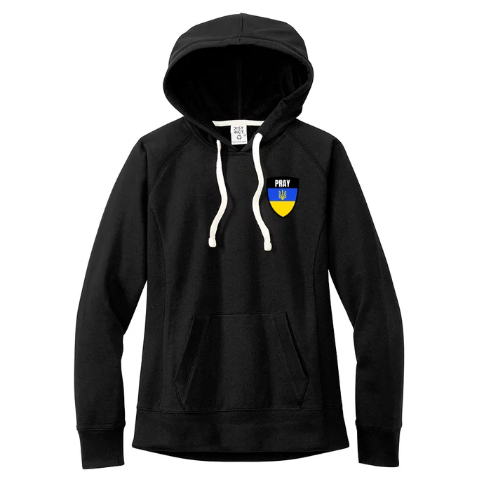 Pray Tactical Support Ukrainian Flag Shield I Stand With Ukraine Military Women's Fleece Hoodie