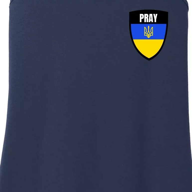 Pray Tactical Support Ukrainian Flag Shield I Stand With Ukraine Military Ladies Essential Tank